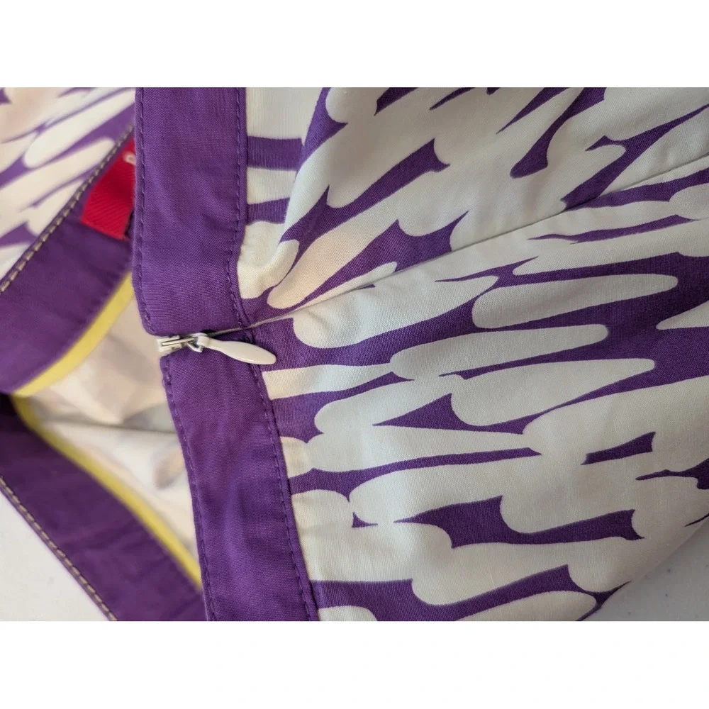 Boden Womens 4R‎ Purple White Abstract Print A-Line Skirt Side Zip Lined